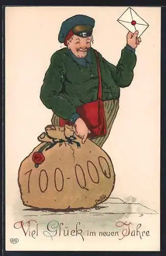 AK Ein frohes neues Jahr, Brifträger mit Brief