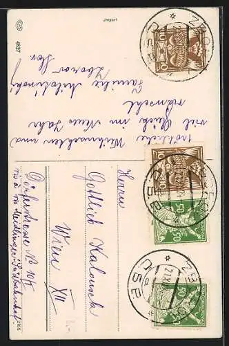 AK Kleines Mädchen vor einem zu hoch angebrachten Briefkasten