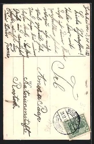 AK Briefträger am Fenster einer Frau trinkt Glas Wein