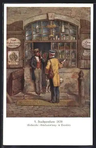 Künstler-AK Gustav Müller: Sächsische Post, Bild Nr. 5, Stadt-Postbote, 1830