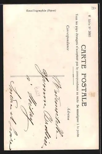 AK Je vous envoie Mes MAeilleurs Veoux par le petit Facteur, Briefträgerin 1906