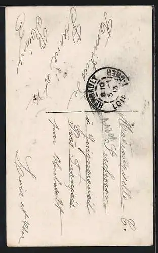 AK Briefträger mit einer Tasche voll Blumen