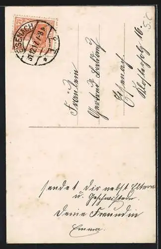 AK Junger Knabe mit Glücksklee und Brief am Briefkasten