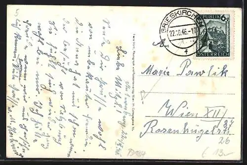 AK Grieskirchen /O. D., Platz mit Geschäften und Brunnen