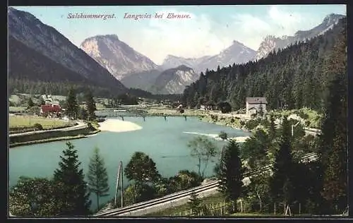 AK Ebensee am Traunsee, Langwies, Blick auf den Ort