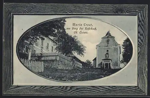AK Rohrbach /Ob. Österr., Kirche Maria Trost am Berg, Passepartout