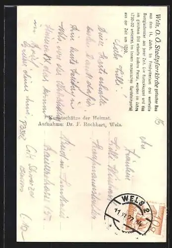 AK Wels, Gasthaus zum schwarzen Bock an der Stadtpfarrkirche