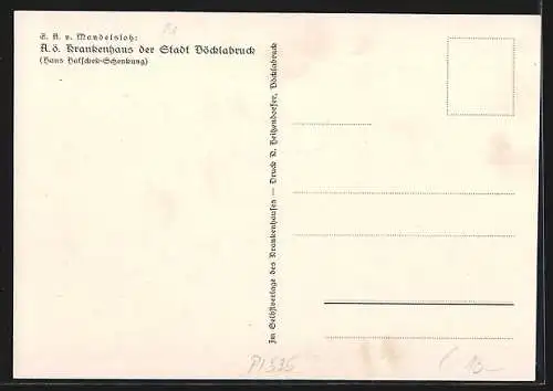 Künstler-AK Vöcklabruck, A. ö. Krankenhaus der Stadt