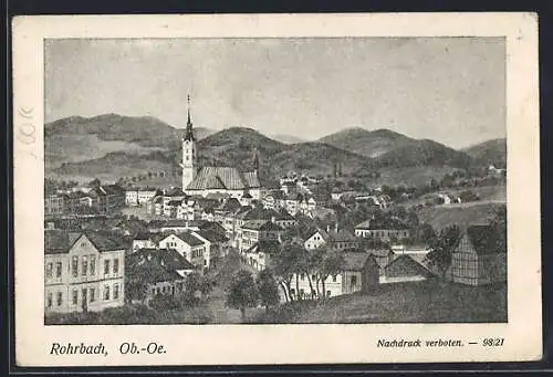 AK Rohrbach /Ob.-Oe., Teilansicht mit Kirche
