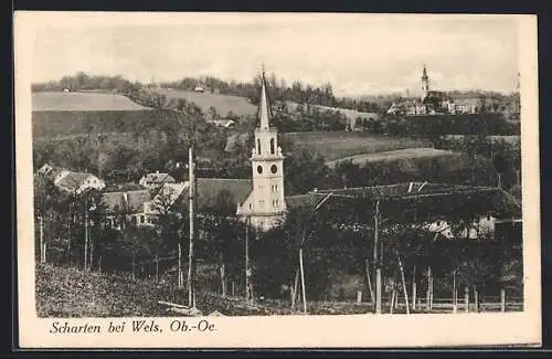 AK Scharten bei Wels, Blick auf die Kirche