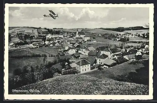 AK Offenhausen, Gesamtansicht mit Flugzeug
