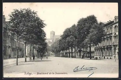 AK Liege, Boulevard de la Sauveniere, Strassenansicht