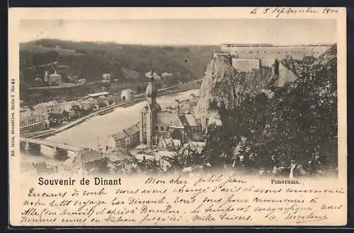 AK Dinant, Panorama mit Kirche