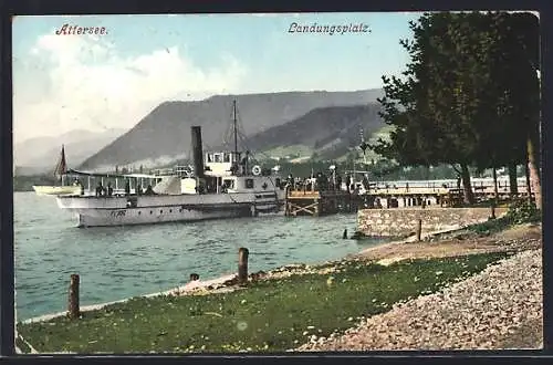 AK Attersee, Dampfer am Landungsplatz