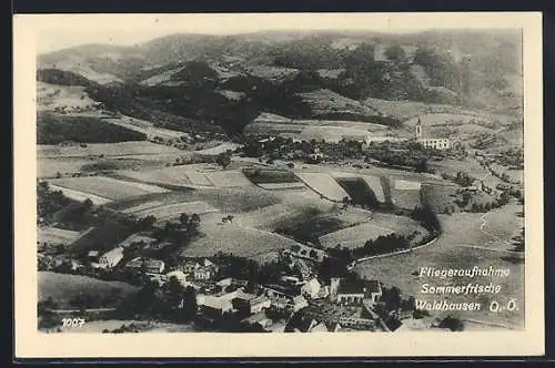 AK Waldhausen /O.-Ö., Teilansicht mit Kirche, Fliegeraufnahme