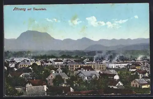 AK Attnang, Ortsansicht mit Traunstein