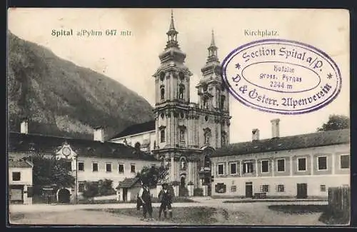 AK Spital a. Pyhrn, Kirchplatz mit Kirche