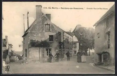 AK Savigny-en-Sancerre, Grande Rue et Rue Basse