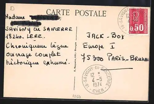 AK Savigny-en-Sancerre, Route de Vailly avec maisons et arbres en bordure de route