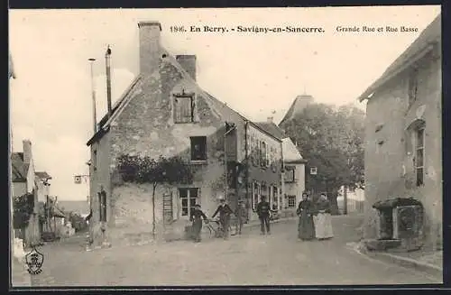 AK Savigny-en-Sancerre, Grande Rue et Rue Basse