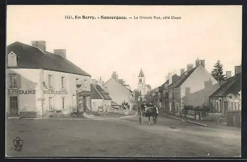 AK Sancergues, La Grande Rue, côté Ouest