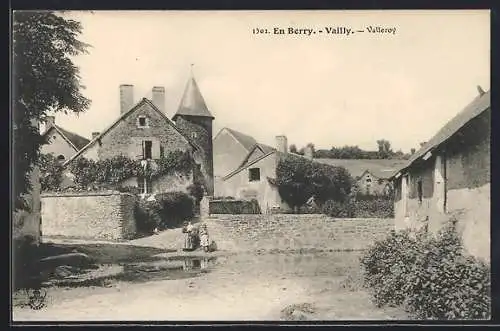 AK Vailly, Vue pittoresque du village avec maisons en pierre et enfants jouant