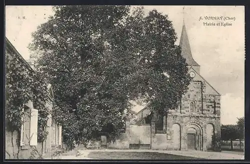 AK Vornay, Mairie et Église