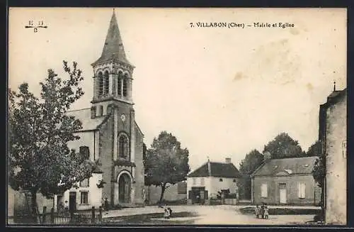 AK Villabon, Mairie et Église