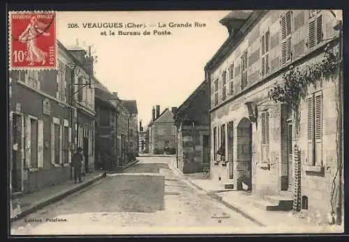AK Veaugues, La Grande Rue et le Bureau de Poste