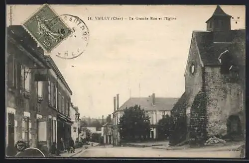 AK Vailly, La Grande Rue et l`Église