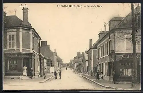 AK St-Florent, Rue de la Gare avec commerces et passants