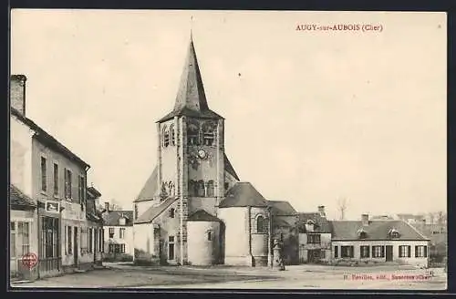 AK Augy-sur-Aubois, Église au centre du village