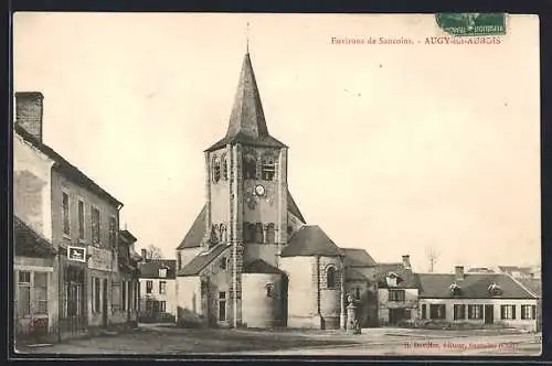 AK Augy-sur-Aubois, Église et bâtiments adjacents en perspective