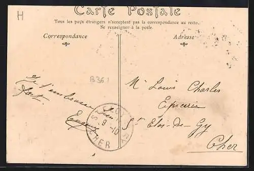 AK Bourgneuf, Route d`Allogny avec maisons alignées et habitants