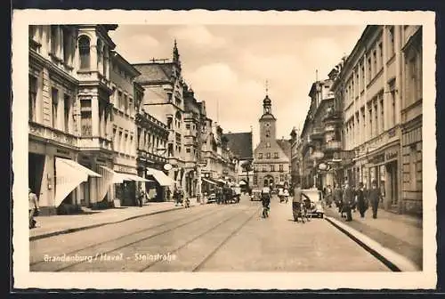 AK Brandenburg / Havel, Steinstrasse mit Geschäften