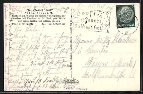 AK Götzer Berge / Gross Kreutz, Gasthaus Neu-Westerland, Fliegeraufnahme