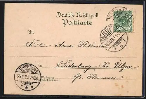 Lithographie Düsseldorf, Ratinger Thor mit Kutschen und Passanten