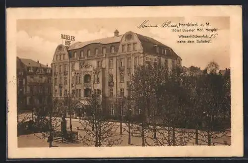 AK Frankfurt /Main, Hotel Baseler Hof, Hospiz, Wiesenhüttenplatz nahe dem Bahnhof