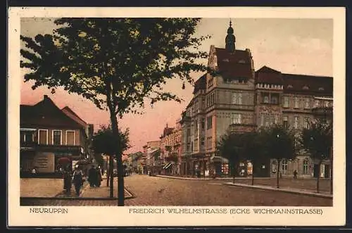 AK Neuruppin, Friedrich Wilhelmstrasse, Ecke Wichmannstrasse