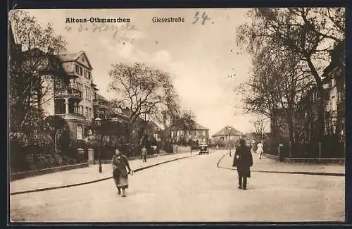 AK Hamburg-Othmarschen, Giesestrasse, Villa an Strassenkreuzung