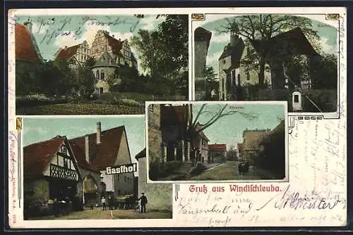 AK Windischleuba, Gasthaus, Schloss, Strassenpartie, Kirche