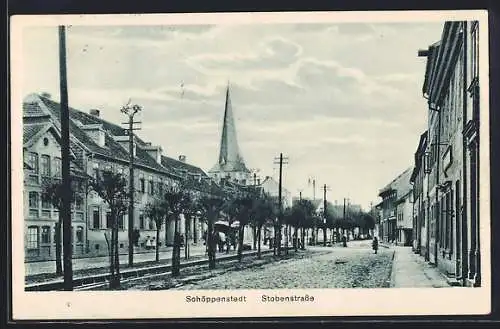 AK Schöppenstedt, Blick in die Stobenstrasse, Pferdekutsche