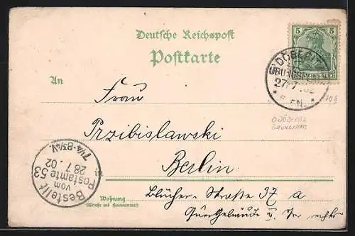 Lithographie Döberitz, Schloss, Kaserne des Arbeitskommando