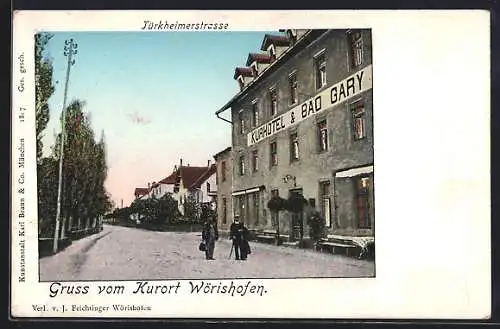 Goldfenster-AK Wörishofen, Kurhotel & Bad Gary, Türkheimerstrasse