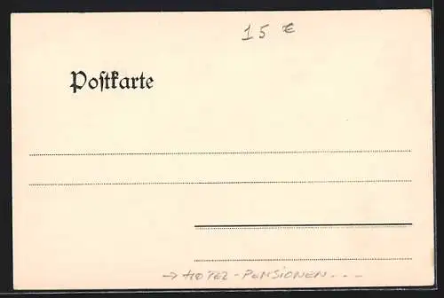AK Wörishofen, Hotel-Pensionen Vetter u. Villa Gottlieb, Totalansicht, Ornament-Rahmen