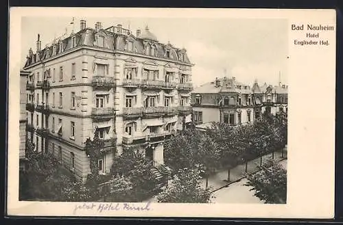 AK Bad Nauheim, Hotel Englischer Hof mit Allee-Promenade u. Strasse aus der Vogelschau