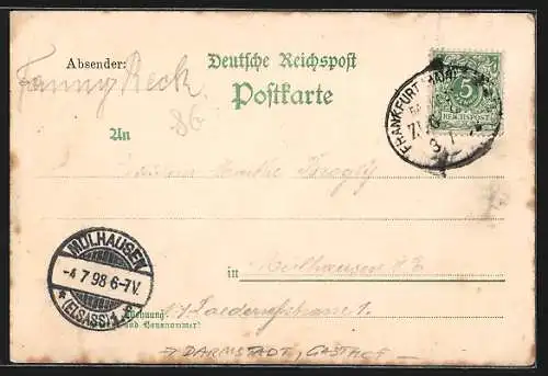 Künstler-AK Darmstadt, Gasthof Ludwigshöhe mit Turm