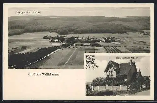 AK Welliehausen, Haus Bertram-Müller, Blick auf Süntel