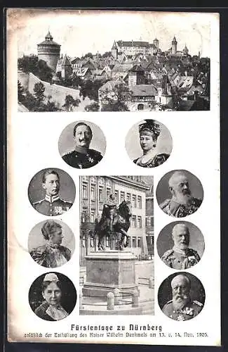 AK Nürnberg, Fürstentag zur Enthüllung des Kaiser Wilhelm-Denkmals 1905, Kaiser Wilhelm II., Kaiserin Auguste Victoria