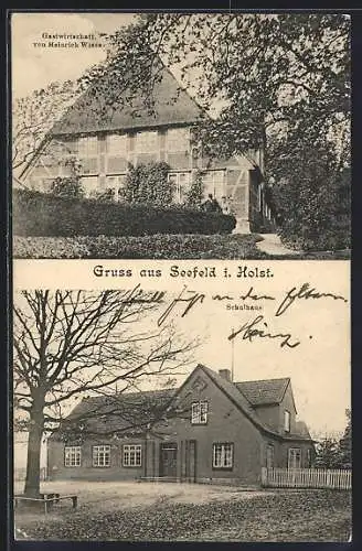 AK Seefeld / Bad Oldesloe, Gasthof Heinrich Wiese, Schulhaus